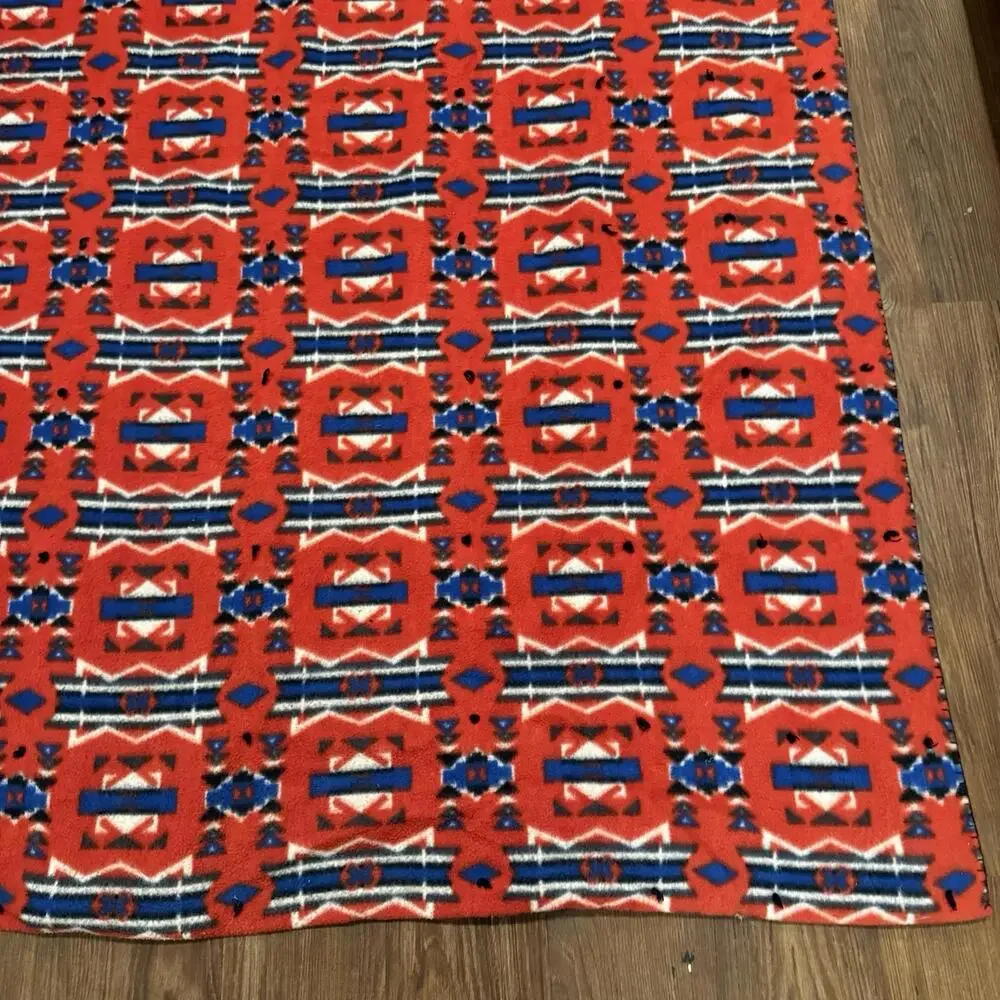 Vintage 90s‎ RARE Southwestern Navajo Blanket Reversible Colorful 70x53